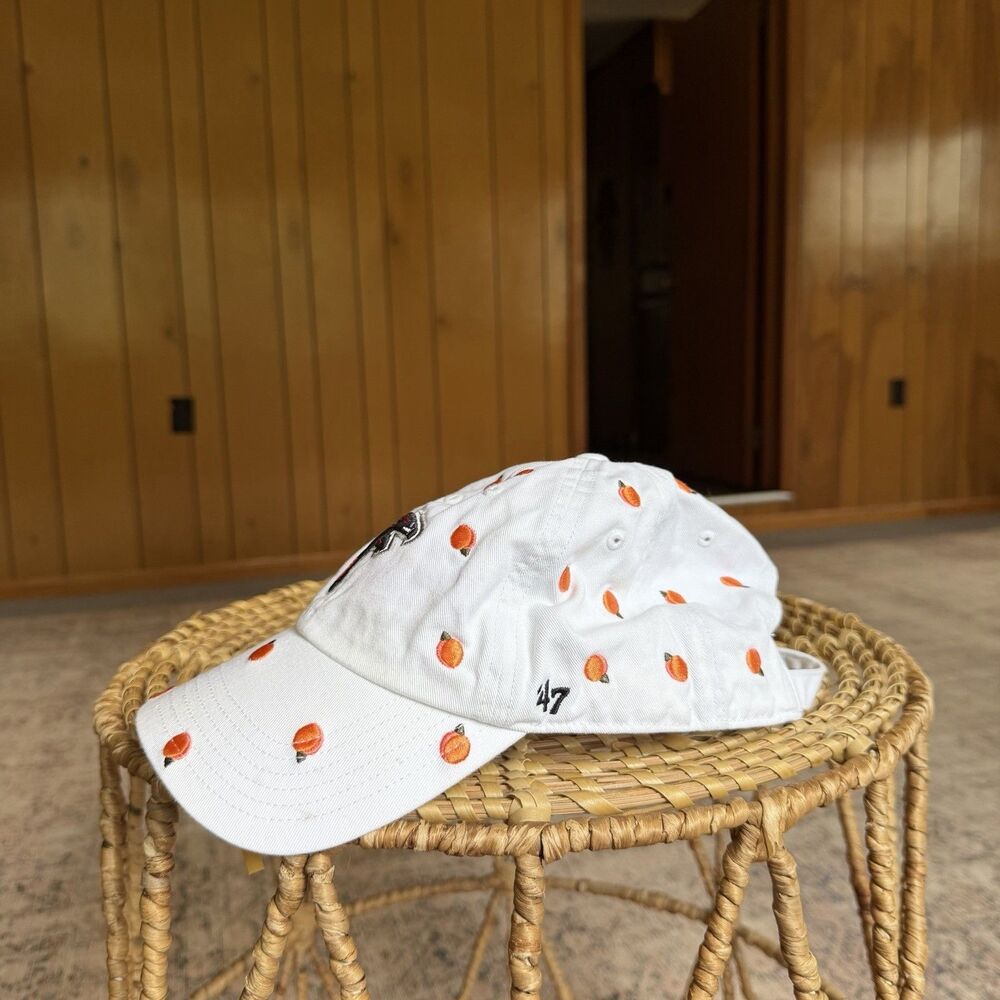 '47 Women's Atlanta Falcons Peach Logo White Confetti Clean Up Adjustable Hat - Picture 3 of 13